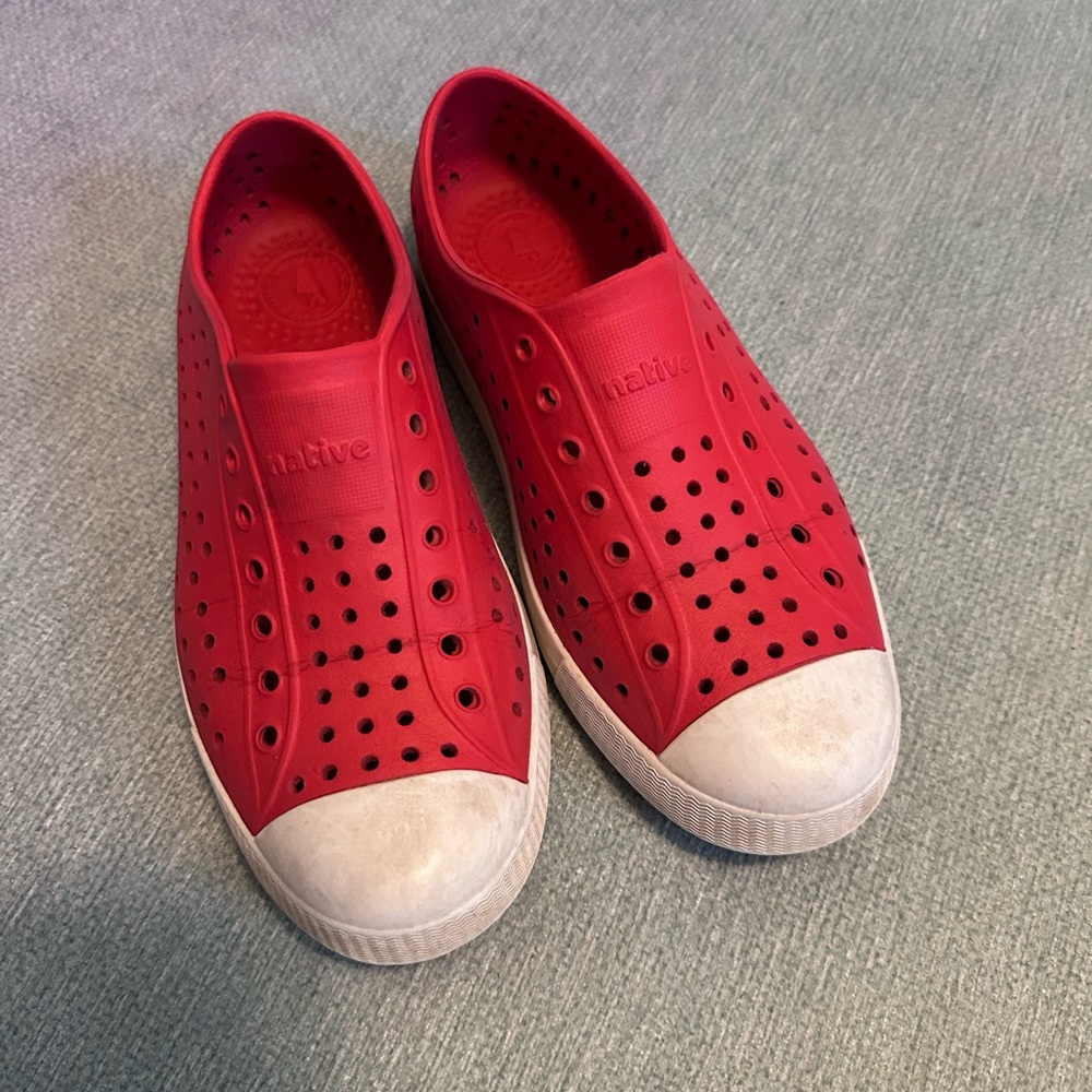 Native Bright Red Perforated Slip-Ons